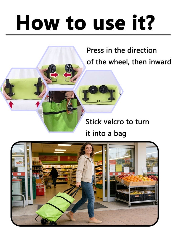 Portable Wheeled Shopping Bag - Reusable & Waterproof Trolley Cart - Image 5